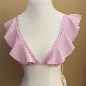 Eberjey Lilac Pique Graziela Ruffled Bandeau Bikini Top, Large, NWT